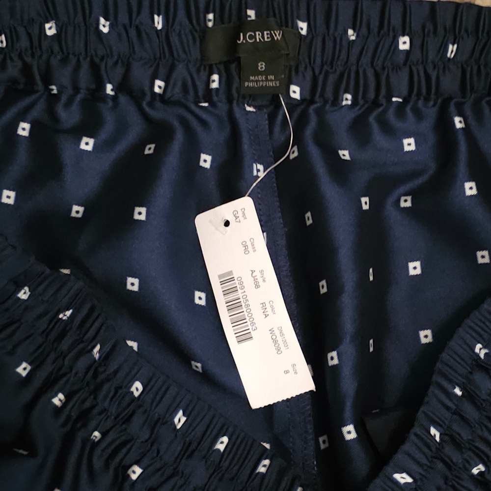 J. Crew Blue and Red Patterned Wide Leg Pants Size 8 NWT - Picture 5 of 5